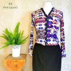 Desigual Print & Lace Blouse